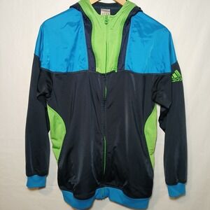 Boys‎ Adidas Jacket Size XL Blue Green With Monster On The Hood